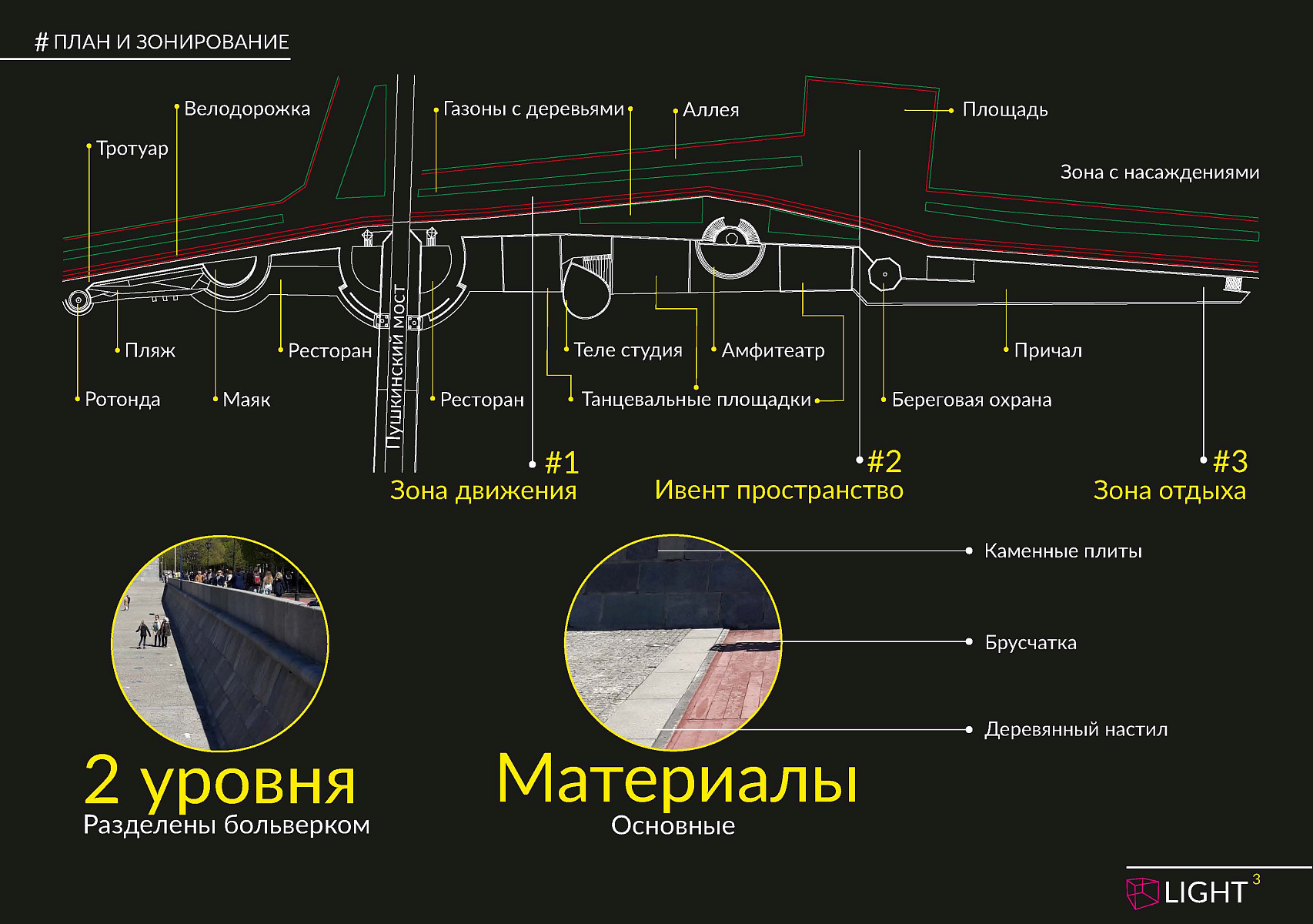 Освещение набережной Парка Горького